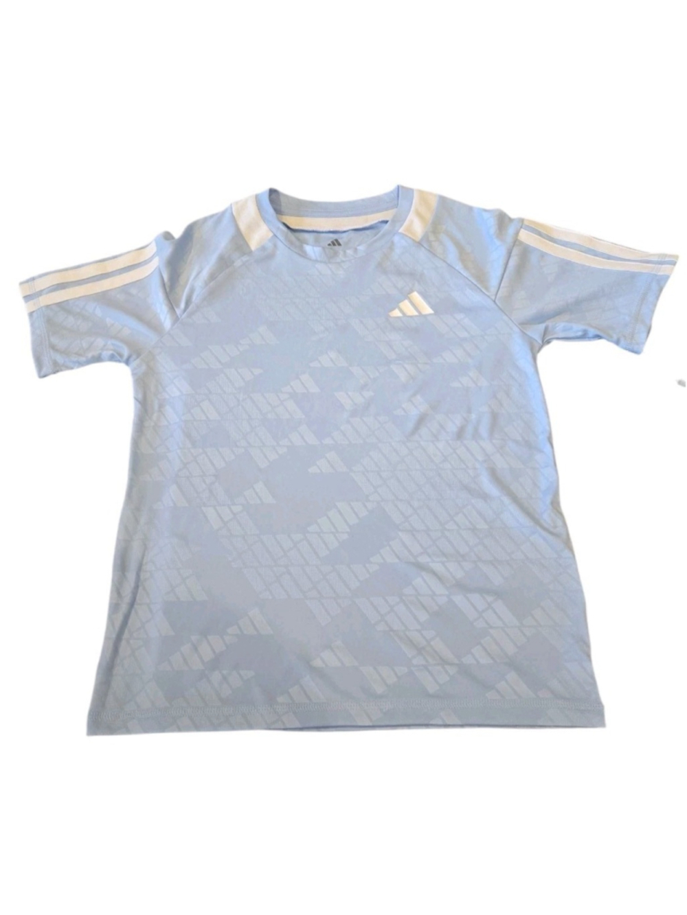Adidas Boy's T-shirt Sz Small 8 NWT Light Blue White Lightweight Summer (D-08)